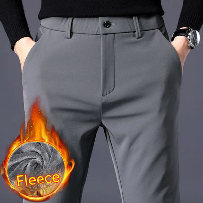 Heren Fleece-Lined Casual Broek - Slim Fit, Ankle-Length