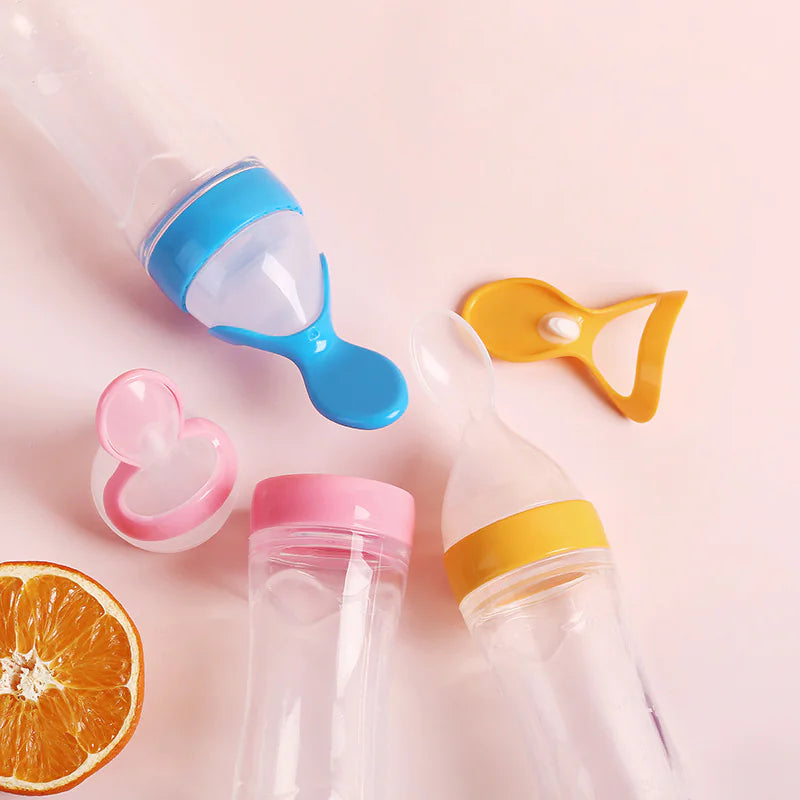 Baby Rice Paste Spoon Feeding Bottle Silicone Squeeze Rice Paste Feeding Bottle Baby Food Supplement Training Rice Paste Bottle