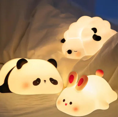 LED Night Lights Cute Sheep Panda Rabbit Silicone Lamp