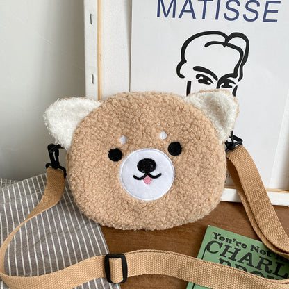 Women's Bag Autumn/Winter New Cute Doll Women's Shoulder Bag Fashionable and Stylish Crossbody Plush Small Round Bag Student Bag