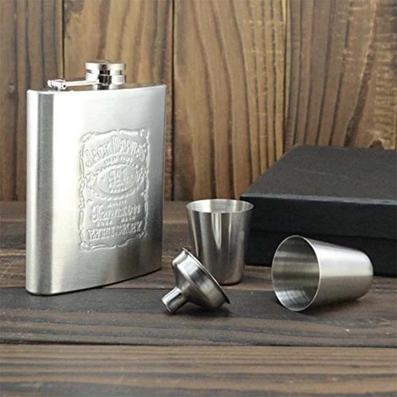 7 Oz Stainless Steel Hip Flask Set