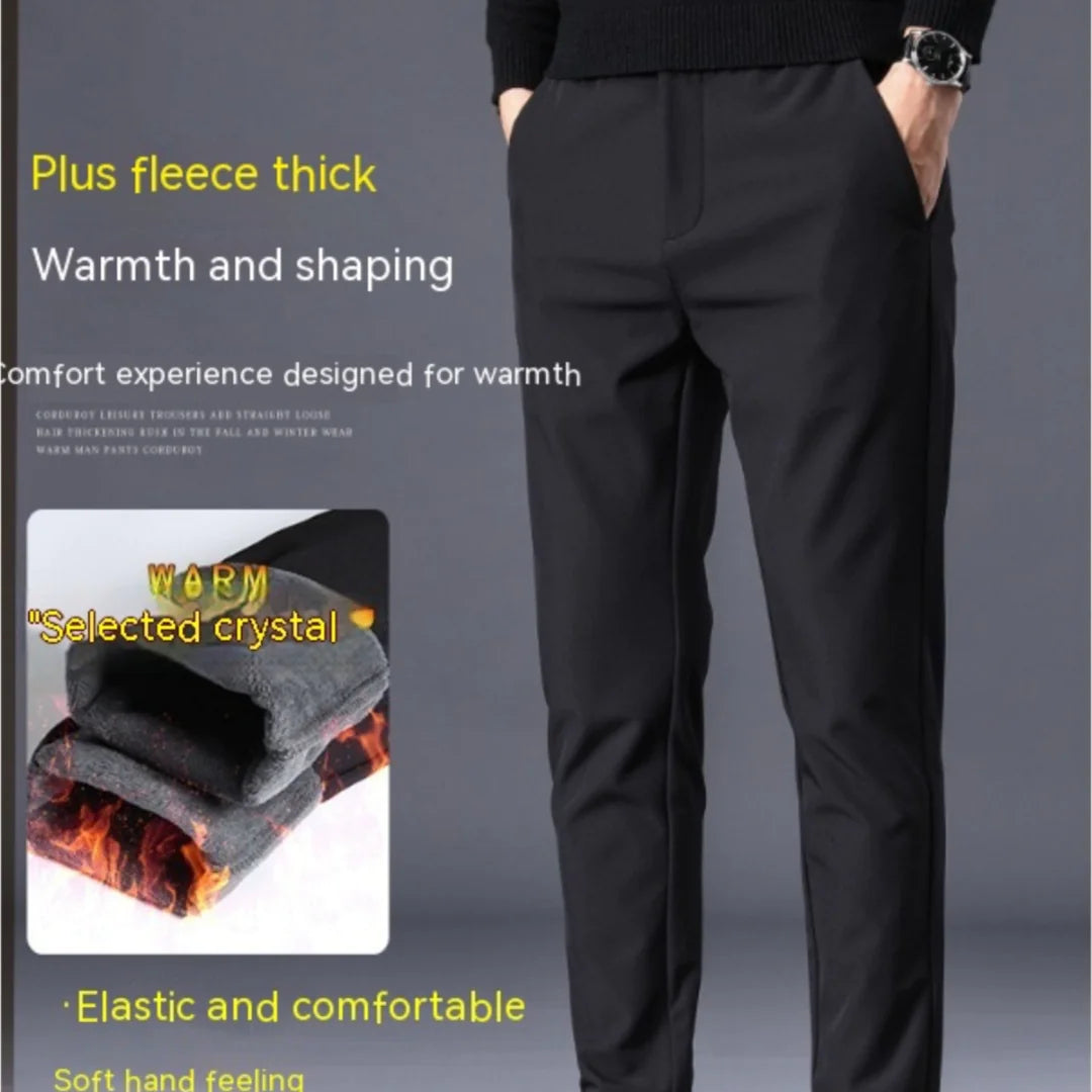 Heren Fleece-Lined Casual Broek - Slim Fit, Ankle-Length