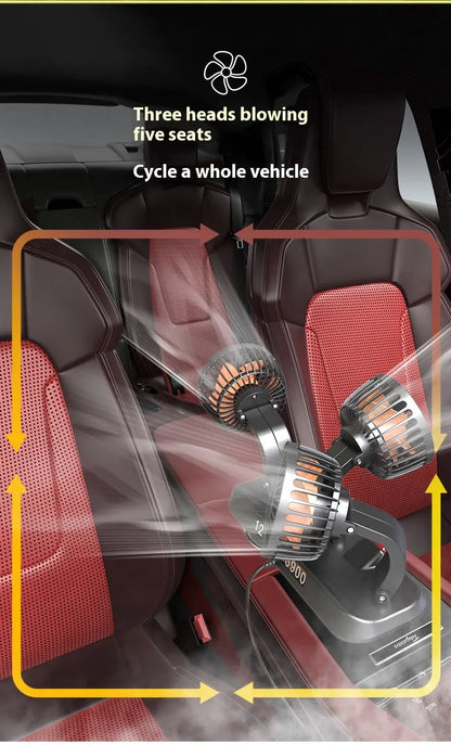 Three-Head Rotating Car Fan