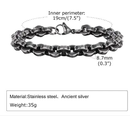 Casual Simple Bracelet Steel Color Men