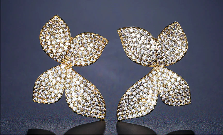 Luxury Four-Leaf Clover Diamond Earrings