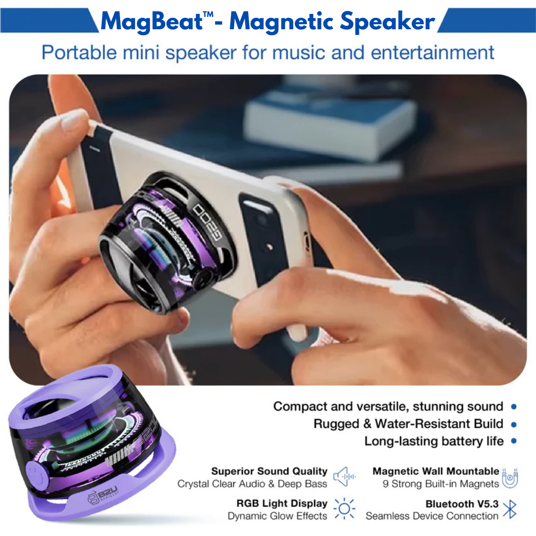 MagBeat™ – Su Geçirmez Bas ve RGB Parıltı ile Yapışkan, Parıldayan ve Ses Veren