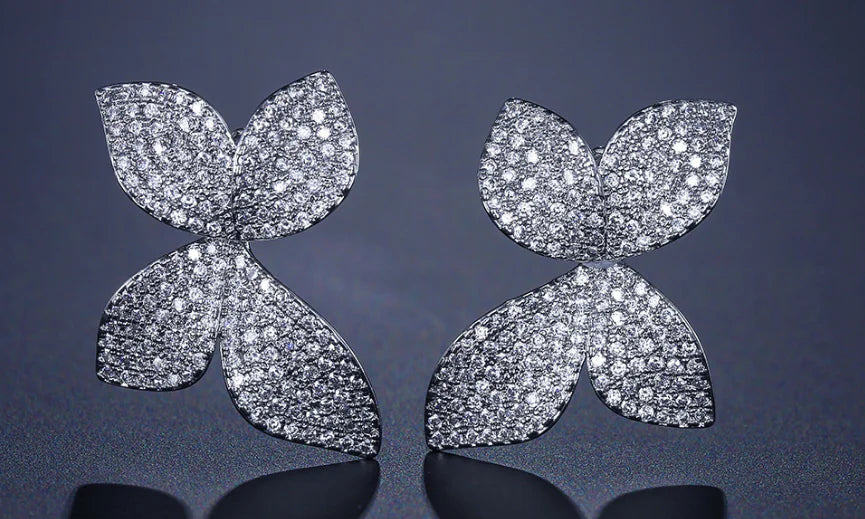 Luxury Four-Leaf Clover Diamond Earrings