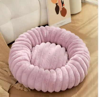 High Weight Pet Nest Straight Rabbit Plush Mat Round Long Hair Cat Nest Warm Winter Dog Bed Kennel