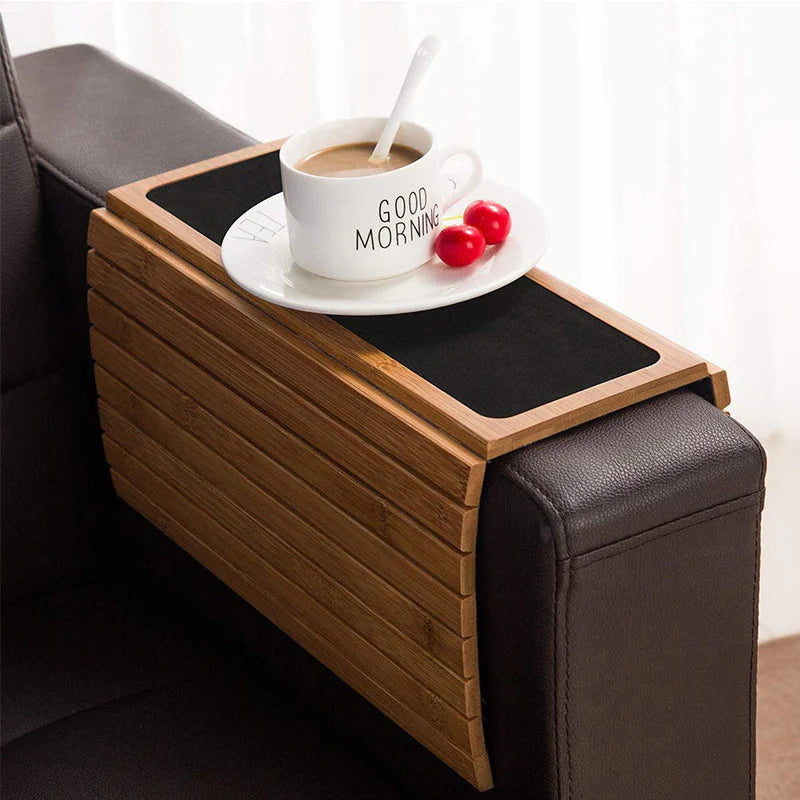 Wooden Sofa Tray with Phone Holder