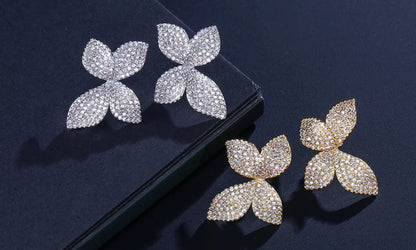 Luxury Four-Leaf Clover Diamond Earrings