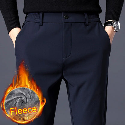 Heren Fleece-Lined Casual Broek - Slim Fit, Ankle-Length