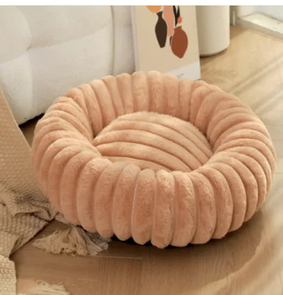 High Weight Pet Nest Straight Rabbit Plush Mat Round Long Hair Cat Nest Warm Winter Dog Bed Kennel