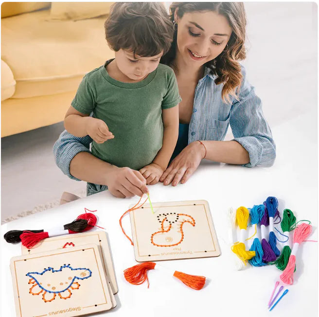 Embroidered Rope Wooden Learning Toy