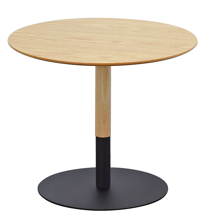 Ronde Design Salontafel 'Dila H40' In Natuurlijke Houtafwerking En Zwart Metaal