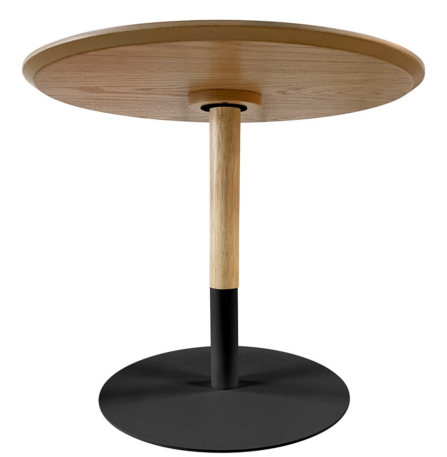 Ronde Design Salontafel 'Dila H40' In Natuurlijke Houtafwerking En Zwart Metaal