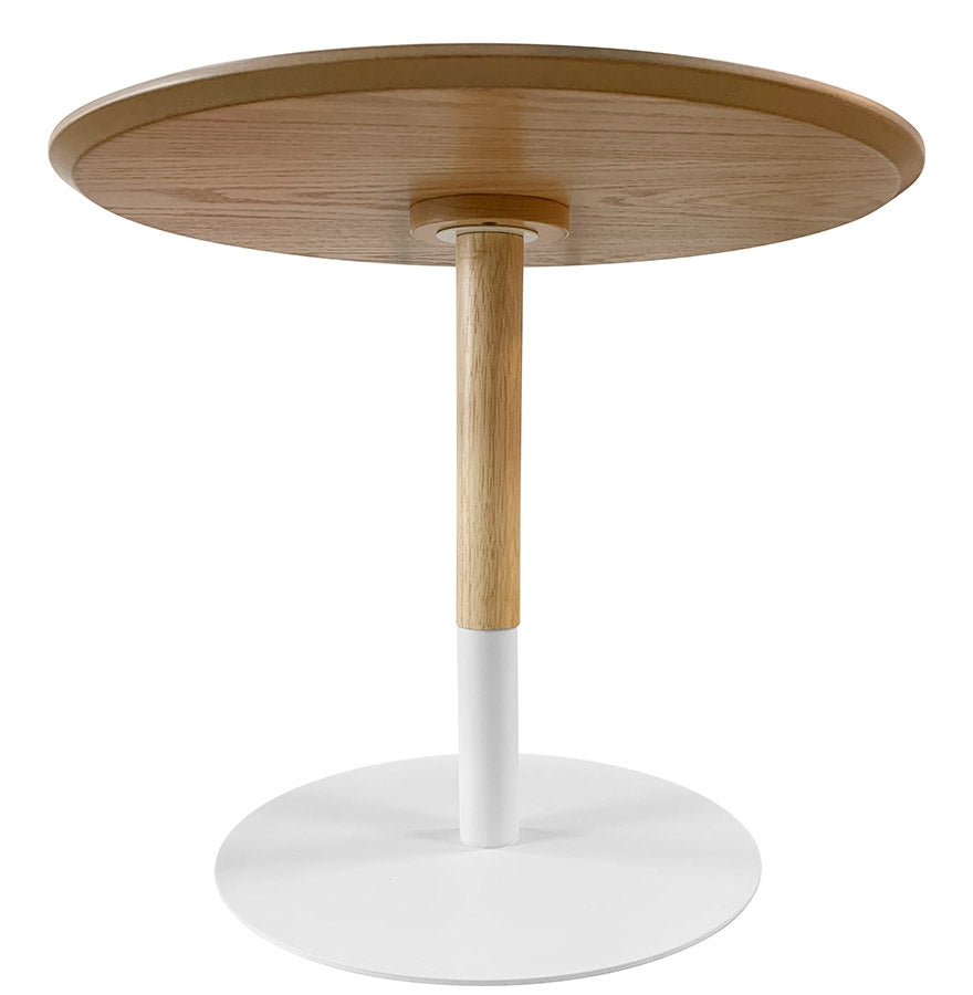 Ronde Design Salontafel 'Dila H40' In Natuurlijke Houtafwerking En Wit Metaal