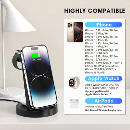 3 in 1 Charging Station for iPhone, Wireless Charger for iPhone