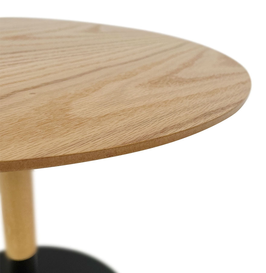 Ronde Design Salontafel 'Dila H40' In Natuurlijke Houtafwerking En Zwart Metaal