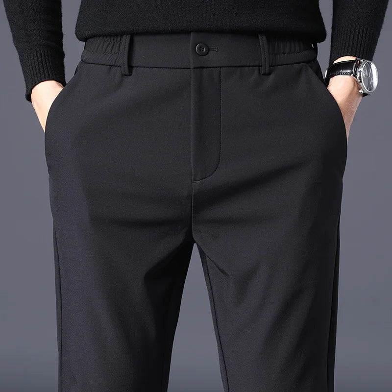 Heren Fleece-Lined Casual Broek - Slim Fit, Ankle-Length