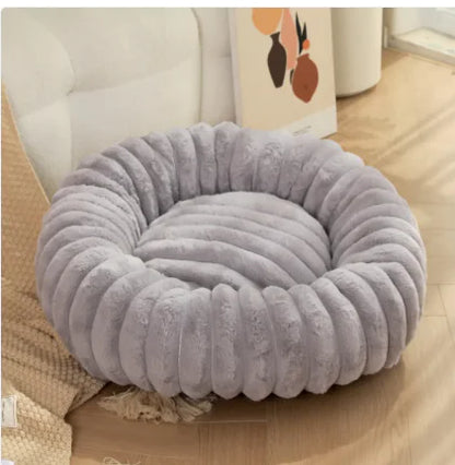 High Weight Pet Nest Straight Rabbit Plush Mat Round Long Hair Cat Nest Warm Winter Dog Bed Kennel