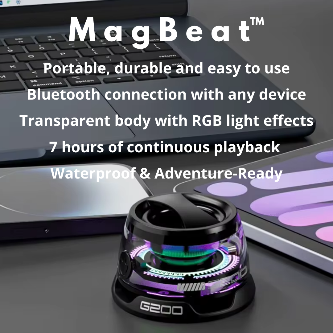 MagBeat™ – Stick, Shine & Sound with Waterproof Bass & RGB Glow