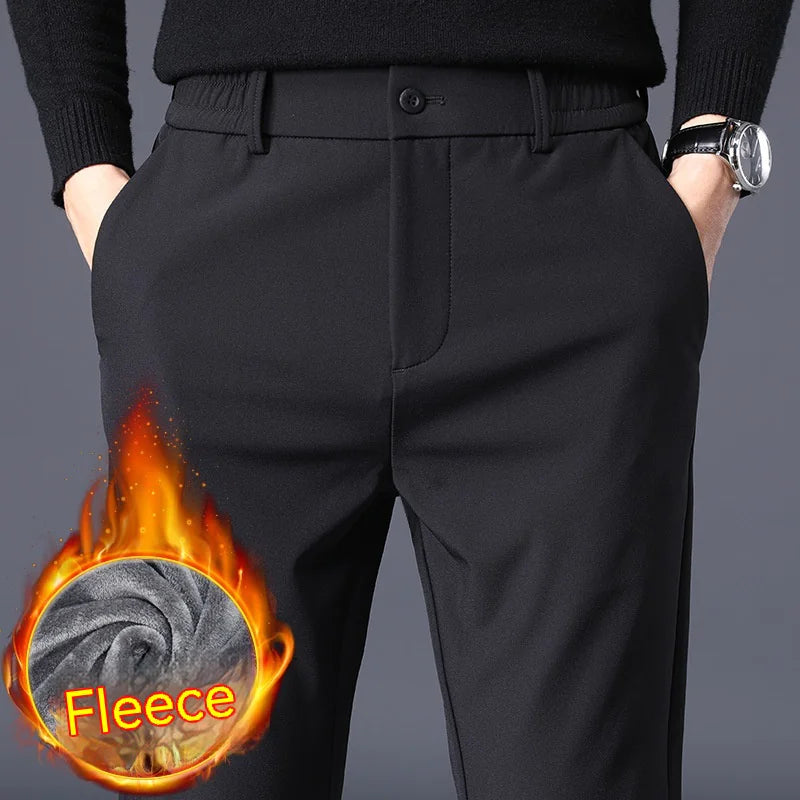 Heren Fleece-Lined Casual Broek - Slim Fit, Ankle-Length