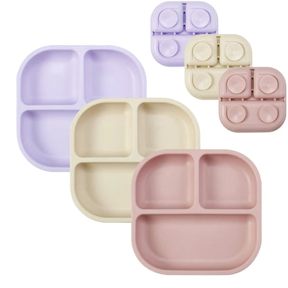 PandaEar Silicone Suction Plates for Baby Toddler 3 Pack Baby Food Plate Toddler Plates Divided