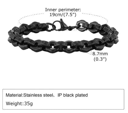 Casual Simple Bracelet Steel Color Men